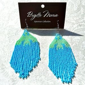 Turquoise and Green 4.5" Long Earrings